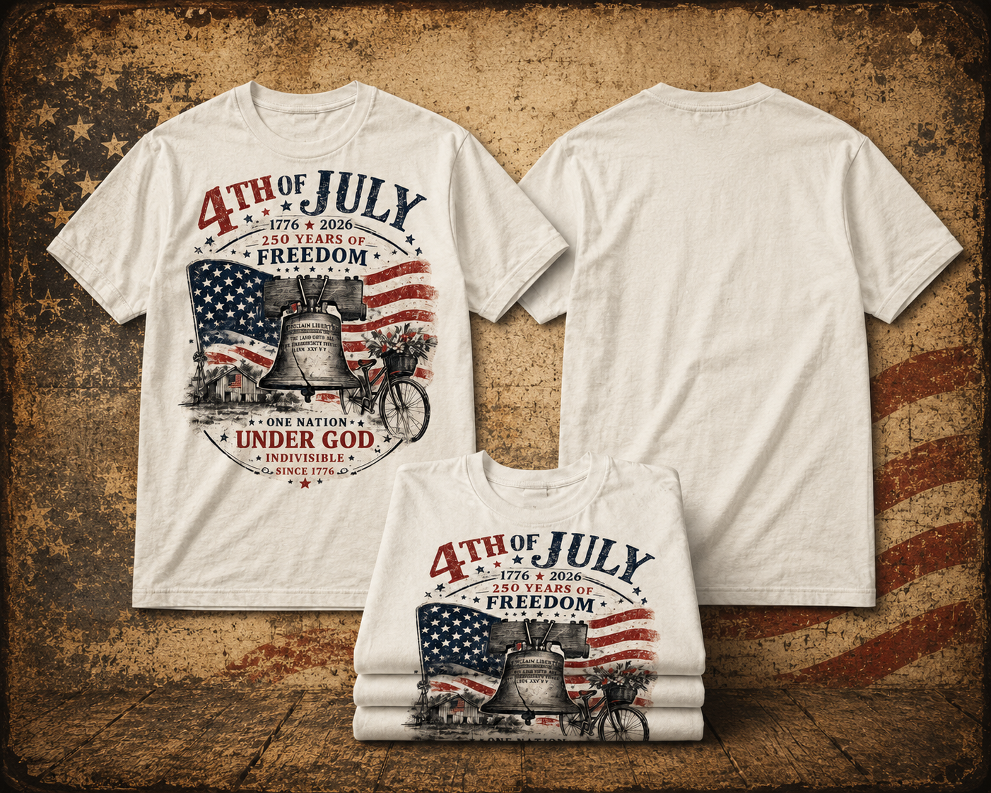 4th of July Vintage Freedom Shirt – 250 Years of Freedom Patriotic Tee