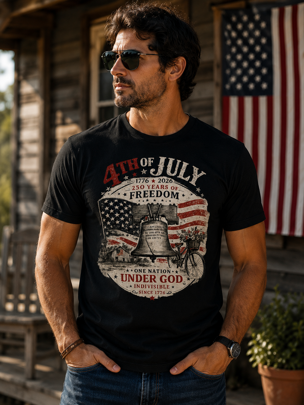 4th of July Vintage Freedom Shirt – 250 Years of Freedom Patriotic Tee