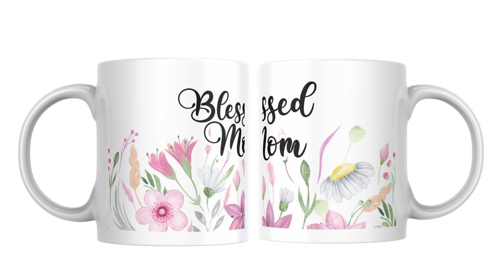 Blessed Mom Floral Mug