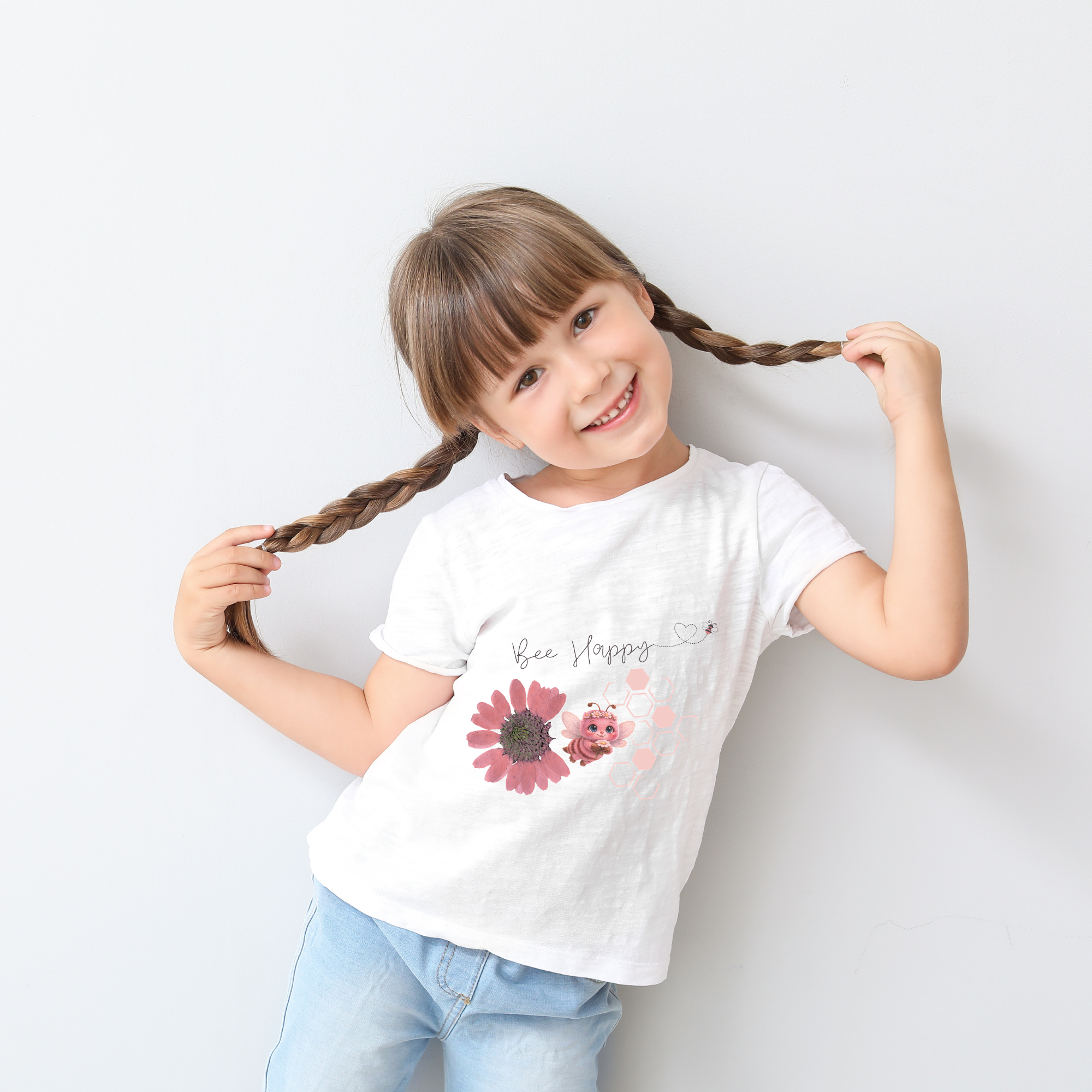 Bee Happy Kids Tee – Pink Bee Collection